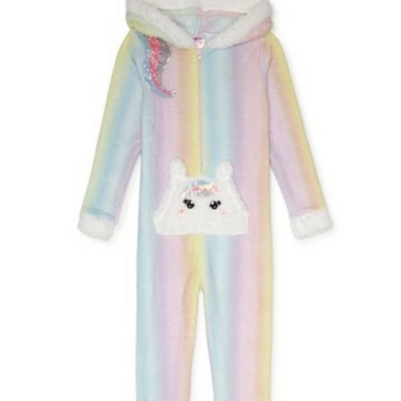 NWT 7 8 fur unicorn rainbow sleeper pajamas BTWEEN - Picture 1 of 7